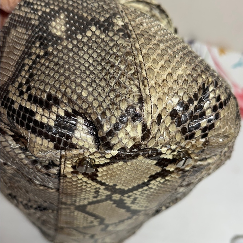 MICHAEL KORS Authentic Natural Brown Python Rehearsal Drawstring Shoulder Bag - Picture 8 of 16